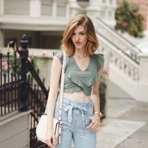 Urban outfitters knit moss crop top